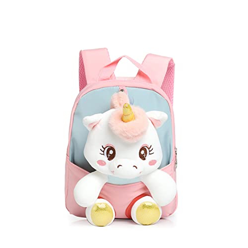 PALAY Baby Backpack Kids Backpack for Girls & Boys Plush Bag with with Cartoon Unicorn Stuffed Toy(Detachable) for Toddler Baby Gift Backpacks for 1-3 Years Old Child 22 * 26cm (Pink)