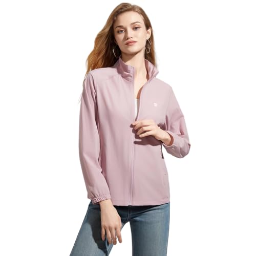 Venzina® UPF 50+ Sun Jacket for Women, Cool-Touch Zip-Up Long Sleeve Sun Coat with Breathable Back Mesh Vent, Clean Fit Women Outdoor Sun Jacket for Fishing, Driving, Hiking, Pink-M