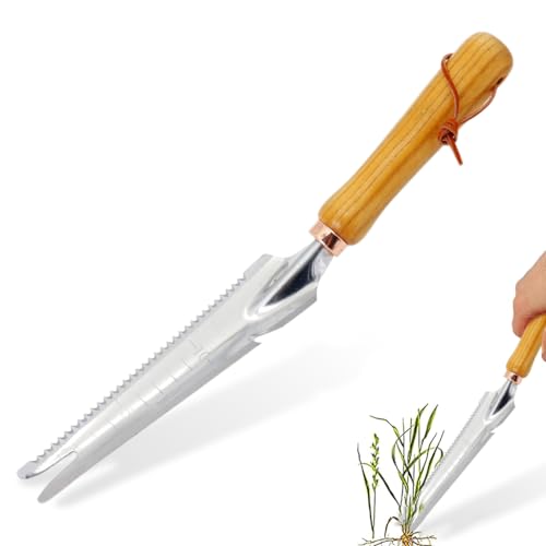 HASTHIP 5 in 1 Garden Weeder Hand Tool - 34CM Manual Weeder Tools - Stainless Steel Gardening Weeder Tool - Home Garden Weed Removal Tool - Multifunctional Fishtail Weeder - Suitable for Garden&Lawn