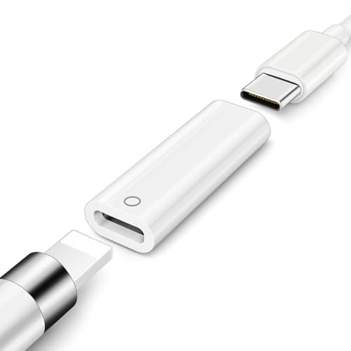 ZORBES® Charging Adapter for Pencil 1st Gen Type C to Light-ing Adapter, Type C Female to Light-ning Female Adapter, Support Bluetooth Connectivity, Plug and Go, with Light Indicator