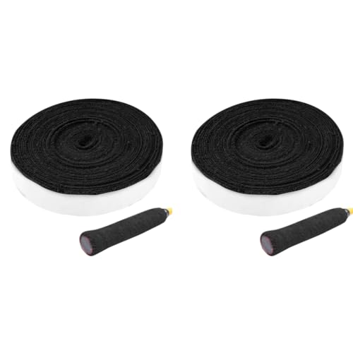 Proberos® Badminton Towel Grip Tape 10 Meters Anti-Skid Absorb Sweat Self-Adhesive Racket Handle Support Overgrip Replacement Black 2PCS