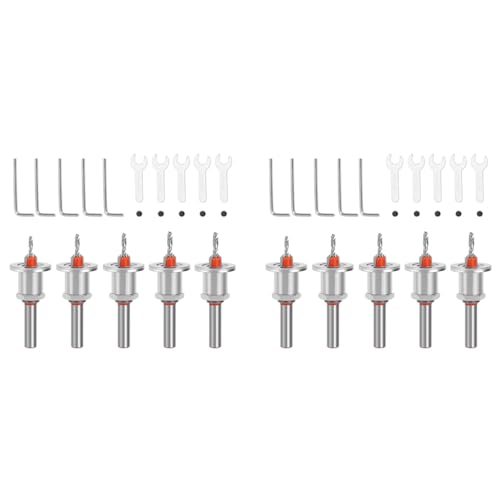 Serplex® 10PCS Carbide Tipped 90 Degree Countersink With Adjustable Low Friction Depth Stop Multifunctional Round Shank Bore Woodworking Drill Bit Taper Counterbore Wood Tools