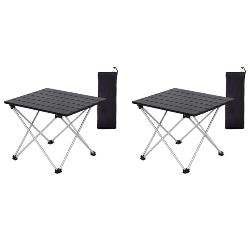 Proberos® Camping Table Foldable with Portable Bag Ultralight Camp Folding Side Aluminum Picnic Great for Backpacks Beach Tailgate Boat Small 2 PCS