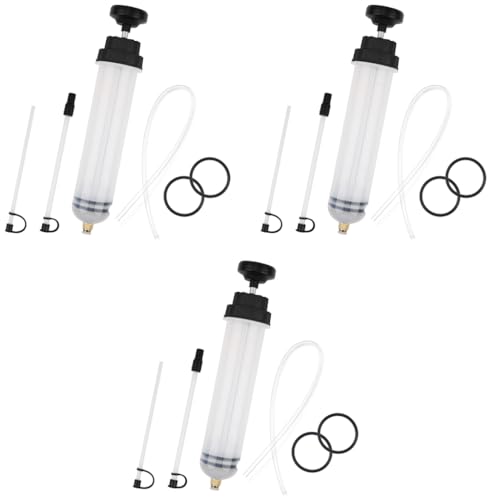 STHIRA® Oil Extractor Kit Syringe-Style Fluid Transfer Pump 200cc Capacity Manual Suction Hand for Refilling Brake Power Steering Transmission 3PCS
