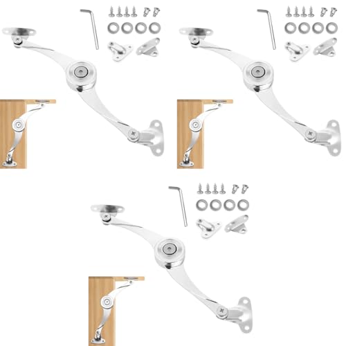 Serplex® Gas Spring Door Hinge for Cabinet, Lift-Up Support, Soft Closing for Flip Down Desk Lid with Screw Pack 3PCS