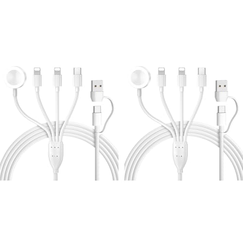 Verilux® 4 in 2 Watch Charger Cable for Apple 5.9FT Type C iPhone Wireless Magnetic Charging USB to Lightning Pad iWatch Series SE 8 7 6 5 4 3 2PCS