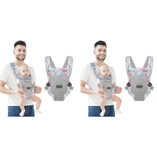SNOWIE SOFT® 4 in 1 Baby Carrier Adjustable Kangaroo Front Face-in Out Breathable Wrap for Newborn Toddler 0-36 Months Under 26KG Multicolor 2 PCS