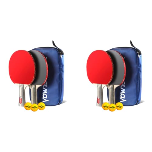Proberos® 3 Stars Table Tennis Racket Professional Set Storage Bag and 3 Ping Pong Balls All-in-One Paddle Playset Bats for Boys Girls Beginners Gift 2 PCS