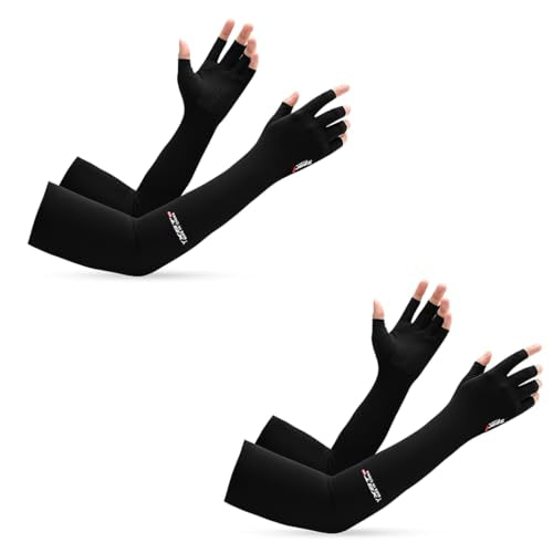 PALAY® 2 Pairs Hand Gloves for Sun Protection Bike Riding Non-Slip Touch Screen UV Protection Arm Sleeves for Men Women Breathable Silk Cooling Hand Sleeves Breathable Arm Sleeves for Driving, Cycling