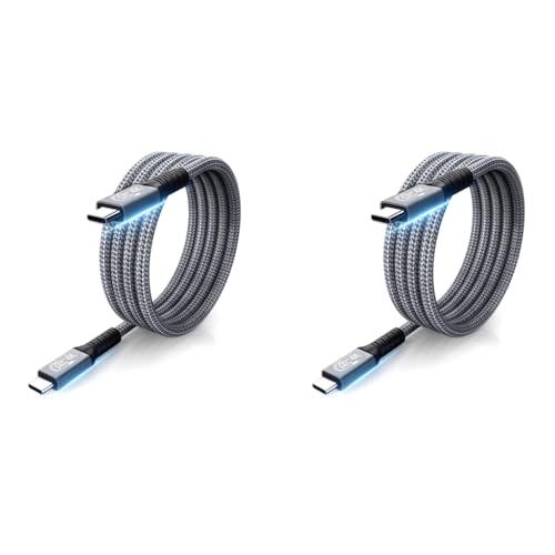Verilux® Type C to Cable 4.9Ft PD 240W Fast Charging Adapter Support 20Gbps Data Transfer 4K 60Hz Display Male USB for Thunderbolt 4 3 Mobile MacBook Samsung 2PCS