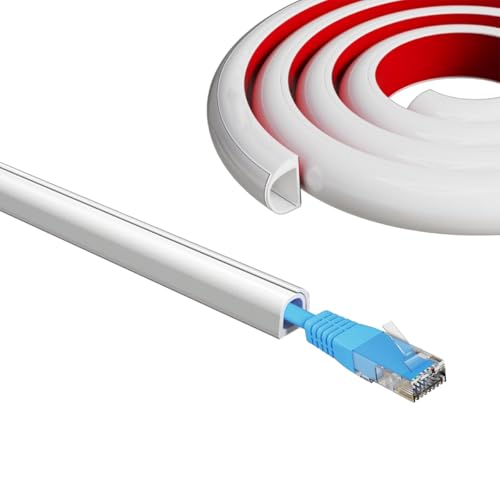 Serplex® Ethernet Cable Hider PVC Wire Hider Single Cable Cover Cable Wrap Tangle-free Cable Protective Cover Self-adhesive Cuttable Floor Cord Hider Wire Cover Cord Oragnizer, 6.6ft, White