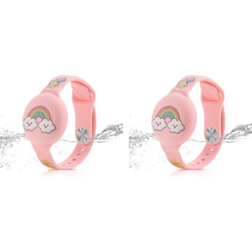 ZORBES® Kids Airtag Bracelet Cartoon Rainbow Silicone Anti-Lost Waterproof Full Cover Protection for Air Tag 9 Inches Adjustable Wrist Band 2PCS