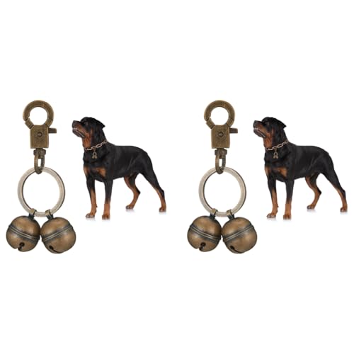 Qpets® Adjustable Dog Collar Charm with Safety Bell Vintage Metal Brass Pet Accessory Quick-Release Buckle Anti-Lost Keychain Stylish Birthday Gift for Dogs 2PCS