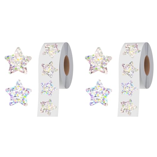 HASTHIP® 500 PCS Holographic Glitter Star Stickers 1 inch 2.5cm Self Adhesive Small for Reward Charts Incentive Sparkly Kids Teachers School Office