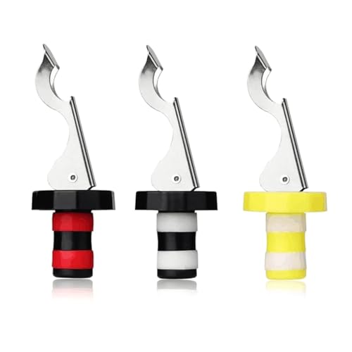 HASTHIP 3Pcs Reusable Wine Stoppers, Silicone Vacuum Wine 2-IN-1 Bottle Stopper Bottle Opener Wine Bottle Pourer Wine Preserver Bottle Saver, Wine Airtight Seal Corks Keep Fresh Fits Most Wine Bottle