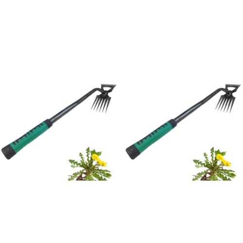 HASTHIP® 2Pcs Weeder Hand Tool, 40cm Garden Weeding Tool 6-Claws Steel Weeder Hand Tool with Rubberized Handle, Portable Weed Puller, Manual Weed Puller for Lawn, Garden, Plant Pot