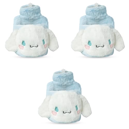 HANNEA® Cinnamoroll Hot Water Bag with Plush Cover Refillable Anti-leakage PVC Period Pain Relief Relieve Cramp Back Pain 3PCS