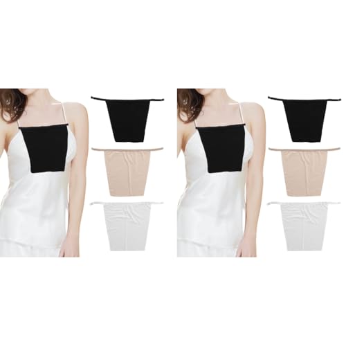 SANNIDHI® 6PCS Bra Coverups Snap-to-Bra Modesty Stretchy Modal Coverage Camisole Inserts for Low-Cut Tops Dresses V-Neck Beige