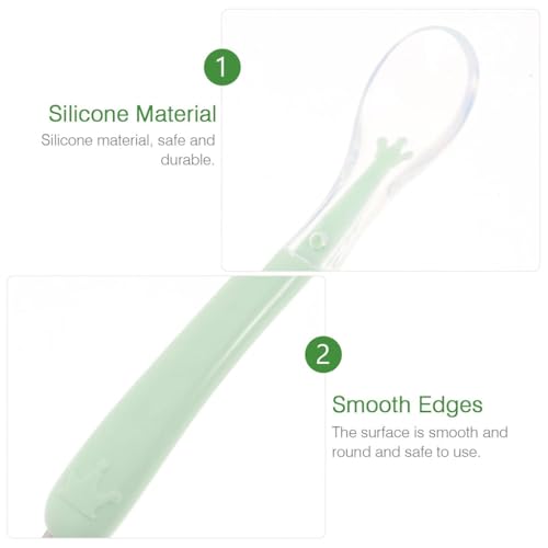 ZIBUYU® Kisangel Baby Scraper Spoon, Double Head Silicone Spoon with Serrated Edges for Fruit Mud & Puree, BPA-Free, Heat-Resistant, with Storage Box, Lightweight Feeding Utensil for Baby Training, Green