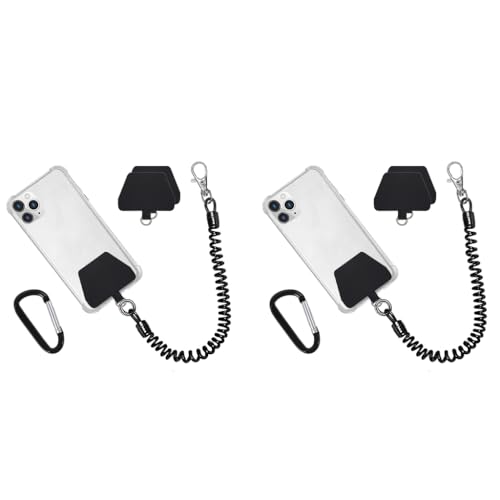 Zeitel® Phone Lanyard Tether with Patch Universal Stretchy Straps and Case Anchor for Anti-Drop Outdoor Skiing Hiking Cycling Climbing Compatible Pixel Most Smartphones iPhone Samsung 2PCS
