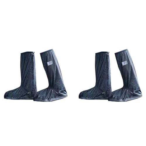 PALAY® Waterproof Shoe Cover Zip-up Calf-length Covers with Elastic Ankle Strap Wear-resistant PVC Anti-skid Long Sleeve for Boots High Shoes Size UK 6.5-8 One Pair 2 PCS
