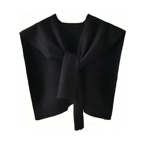 SANNIDHI® Sweater Shawl Wraps for Women Sweater Knitted Knotted Shawls Travel Casual Scarf Cape Shoulder Tops Fashion Wrap-Black
