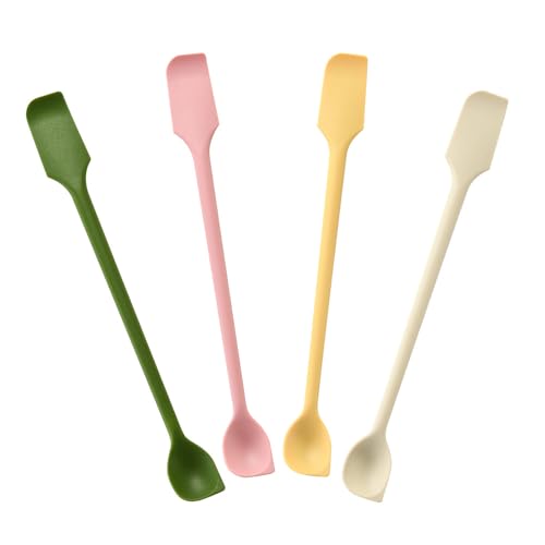 Supvox® 4Pcs Silicone Spatula Set Mini Small Spatula for Food Bottle Beauty Spatula Tiny Lotion Jar Scraper to Get Last of Makeup Out (Multicolor)