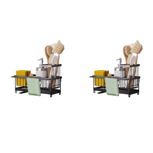 HASTHIP® Sink Organizer Countertop Kitchen Rack with Accessories Stand Sponge Holder for No-Drill 2PCS