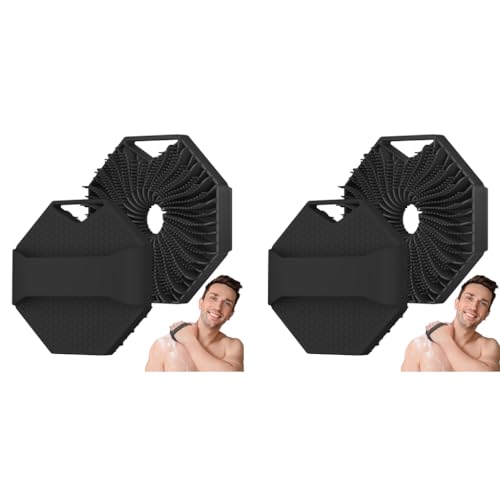 MAYCREATE® Silicone Body Scrubber Exfoliating for Sensitive Skin Soft Massage More Hygienic Than Traditional Loofah Gentle Black 2PCS
