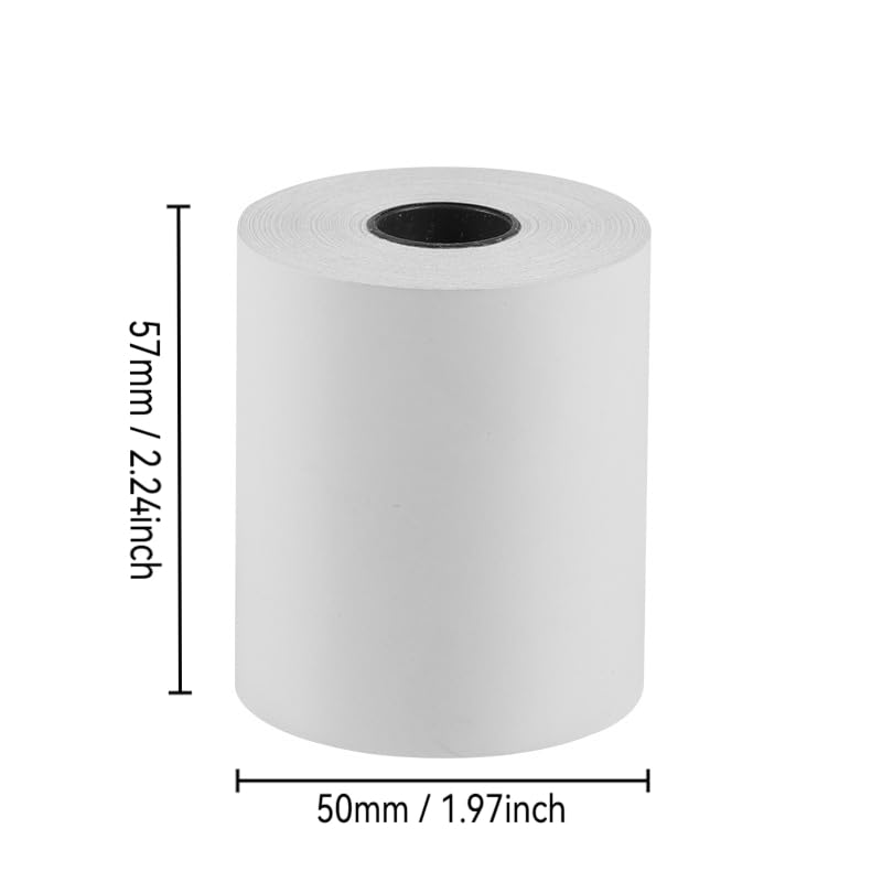 ZIBUYU Thermal Paper Rolls for Mini Printers with Adhesive Back 57mm Width | BPA Free