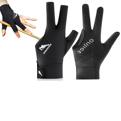 Proberos® 2Pcs Professional Left Hand Snooker Pool Billiard Glove, 3-Finger Anti-Slip Design, Breathable Lining, Smooth Cue Glide, Adjustable Wrist Strap for Men & Women, Precision Play