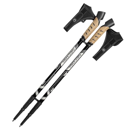 Proberos® 1Pair Trekking Poles with Grab Straps, 53 in Telescopic Trekking Poles Right & Left Hand Trekking Sticks, 260g Aluminum Alloy Hiking Sticks, Tungsten Tips, Anti-Slip Cork Handle Design