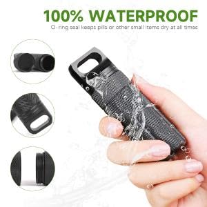 ZORBES Portable Pill Box for Travel with Carabiner featuring Waterproof Tight Seal 3.94 in Aluminum Tube