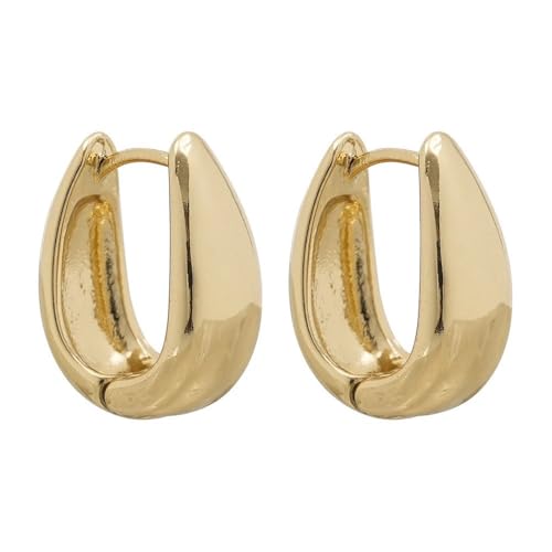 ZIBUYU® 1 Pair Dainty Earrings for Women Bold Curve Huggie Hoops Polished Gold-Plated Copper Chic Earrings Loop Earrings Women Jewery Fashion Piece