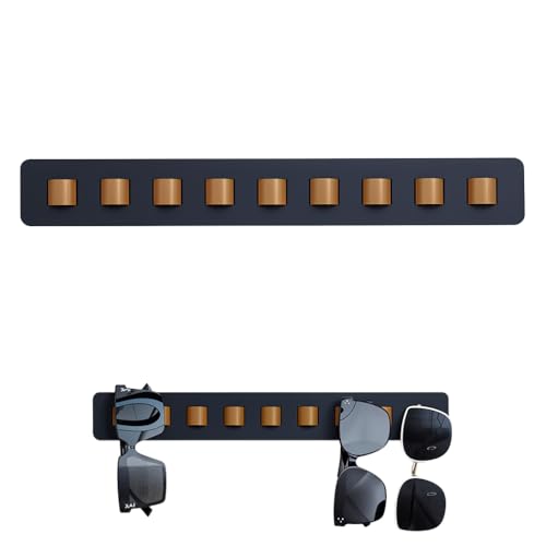 HASTHIP® Sunglasses Organizer Wall Mount Wooden Sunglasses Display Rack with 9 PU Loops No Drill Eyeglasses Holder Collectible Sunglasses Wall Organizer for Bedroom, Dressing Room