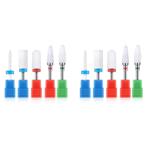 MAYCREATE® 10 PCS Ceramic Nail Drill Bits Universal 2.35mm 3/32 Shank for Nail Machine Multifunctional Gel Removal Shaping Removing Cuticle