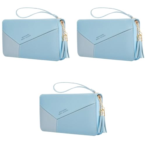 PALAY® Womens Long Wallet Tassel PU Leather Multi Slots Girls Zipper Coin Large Purse 3 PCS