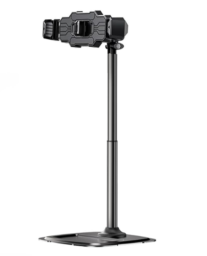 ZORBES® Dual Phone Stand, 360 Degree Rotatable Phone Mount for Two Devices, Adjustable Height and Tilting, Carbon Steel Phone Holder with Square Anti-Slip Base, Livestream Desk Phone Mount