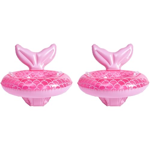 Proberos® Baby Swimming Seat for 6-48 Month Mermaid Tail Floating Seat with Dual Grips PVC Inflatable Pool Float Shower Party Bathing Seat 2 PCS