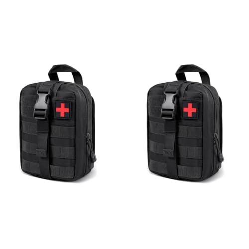 Optifit® First Aid Box for Medical Emergency Kit Heavy Duty Large Capacity Military Grade Rip-Away Ifak Pouch for Sports Hiking Camping Traveling Bag Only 2 PCS