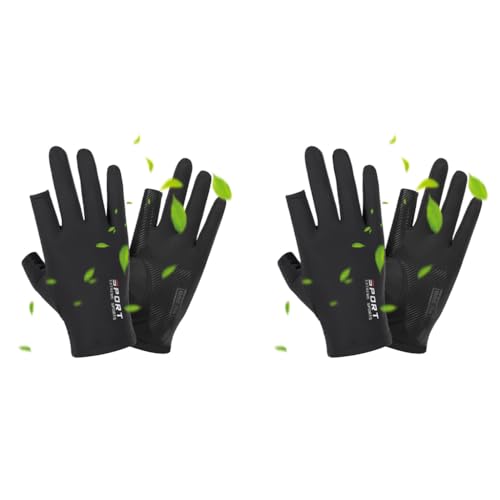 Proberos® Riding Gloves with Open Thumb Index Finger Tips Ice Silk UV Protection Outdoor Breathable Anti-Slip Fashion Sport Driving Golf Unisex Closing Fit Gloves 2 PCS