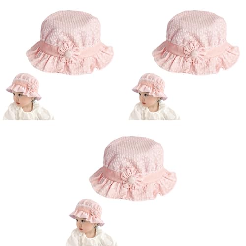 SNOWIE SOFT® Baby Sun Hat Toddler Girls Cap Breathable Cotton Bucket Cute Floral Embossing Birthday Gift 6-18 Months 3 PCS