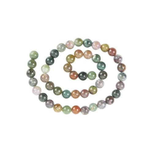 SANNIDHI® Mala Necklace Natural Agate Color Bead Necklace Multicolor Agate Mala 8mm Dia Mala Necklace Agate Prayer Beads Healing Beads Necklace for Meditation, 48 Beads Or So
