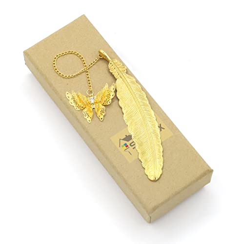 Supvox® Metal Feather Bookmark Vintage Butterfly for Reading Enthusiasts and Gifting Gift Teachers Women Student Mothers Day Christmas Appreciation Gifts 2PCS