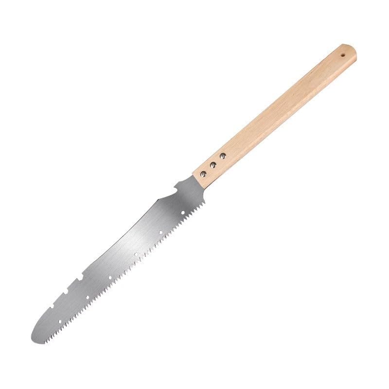 HASTHIP® 16.5'' Hand Saw with Wooden Handle, Gardening Double Sided Serrated Saw with Chopping Blade Outdoor Multi Tool Pruning Cutter, Detachable Screw Fasteners for Blade Changing