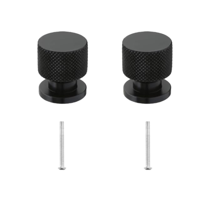 ZIBUYU Cabinet Knobs for Kitchen and Bathroom Drawers with 25mm and 45mm Screws | Matte Black Aluminum Alloy Round Pulls