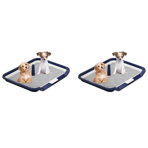 Qpets® Indoor Dog Potty Training Tray Mesh Puppy Toilet Non-Slip Reusable Easy Clean Pet Pee Poop for Small Medium Dogs 65x50cm 2 PCS