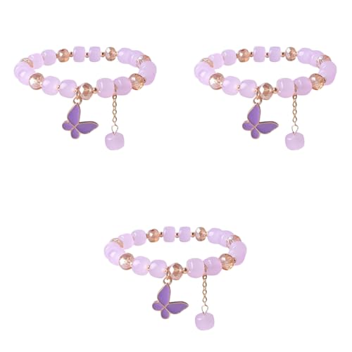 ZIBUYU® Butterfly Crystal Bracelets for Women Stylish Cute Enamel Charms Tassel Elastic Bracelet Gifts for Girls Teens 3PCS