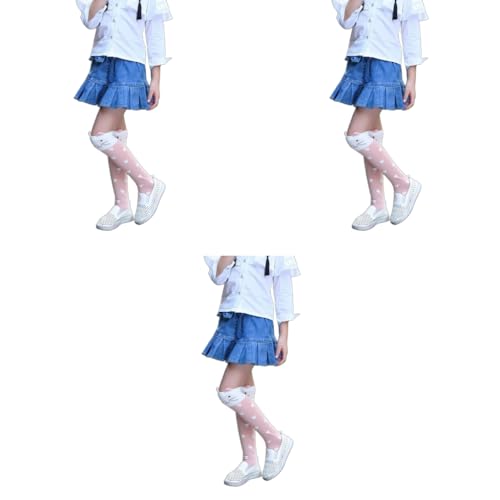 ZIBUYU® Girls Cotton Knee High Socks Cute Kitty Winter Warm Long for Girl Christmas Gift 3-12 Years Old Boot One Pair Pink 3PCS