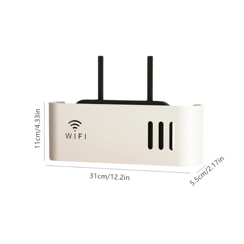 HASTHIP® Wall Shelf for Wireless WiFi Router Wall Mounted WiFi Rounter Open Storage Case No Drill Wall WiFi Cable Organizer Universal Wireless WiFi Router Organizer, 12.2x2.17x4.33 ''